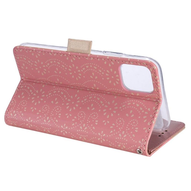 Housse Samsung Galaxy A22 5G Dentelle Fleur Effet Cuir