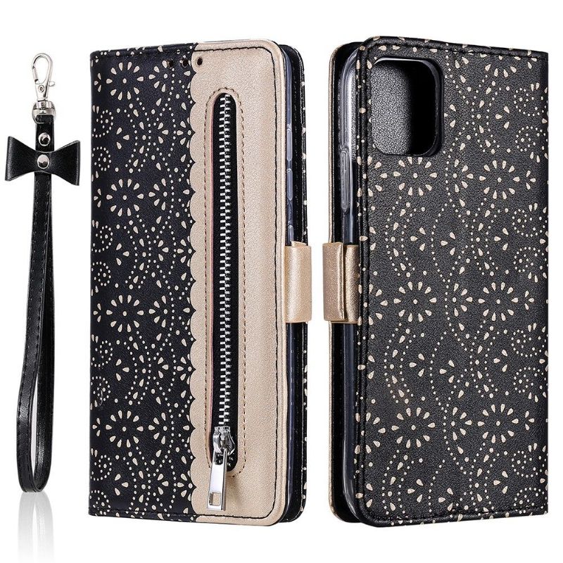 Housse Samsung Galaxy A22 5G Dentelle Fleur Effet Cuir