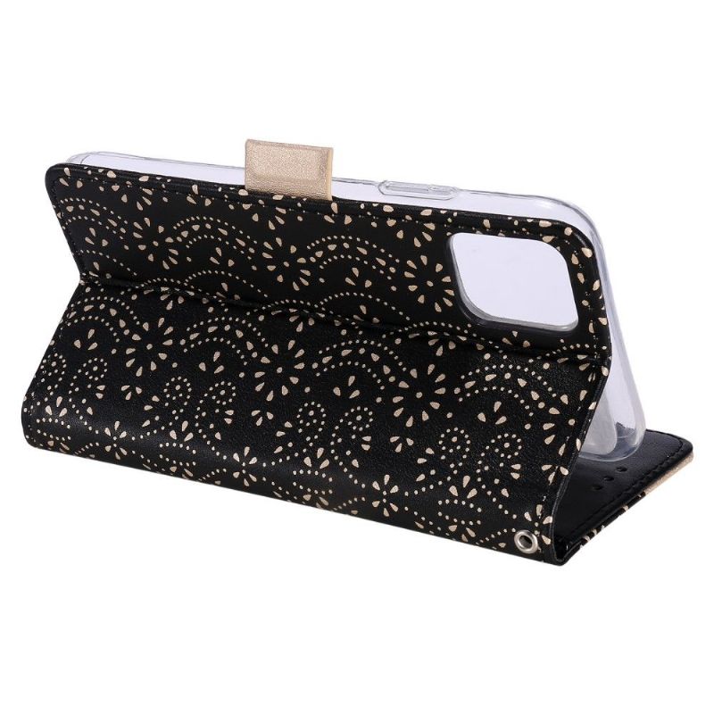 Housse Samsung Galaxy A22 5G Dentelle Fleur Effet Cuir
