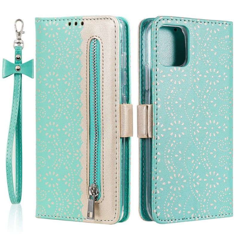Housse Samsung Galaxy A22 5G Dentelle Fleur Effet Cuir
