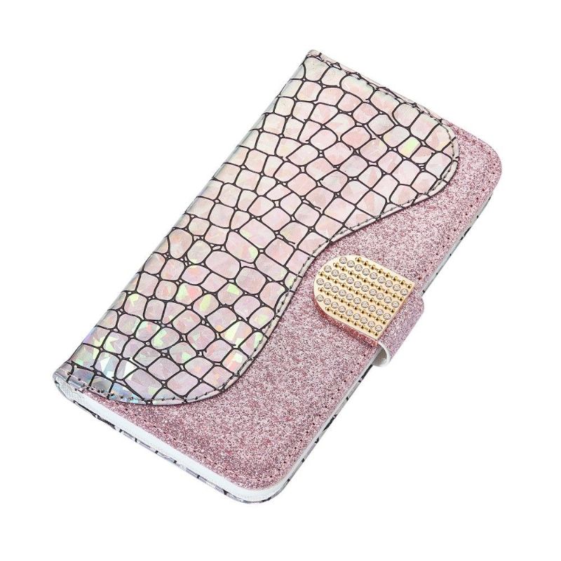 Housse Samsung Galaxy A22 5G Luxury Croco Paillettes