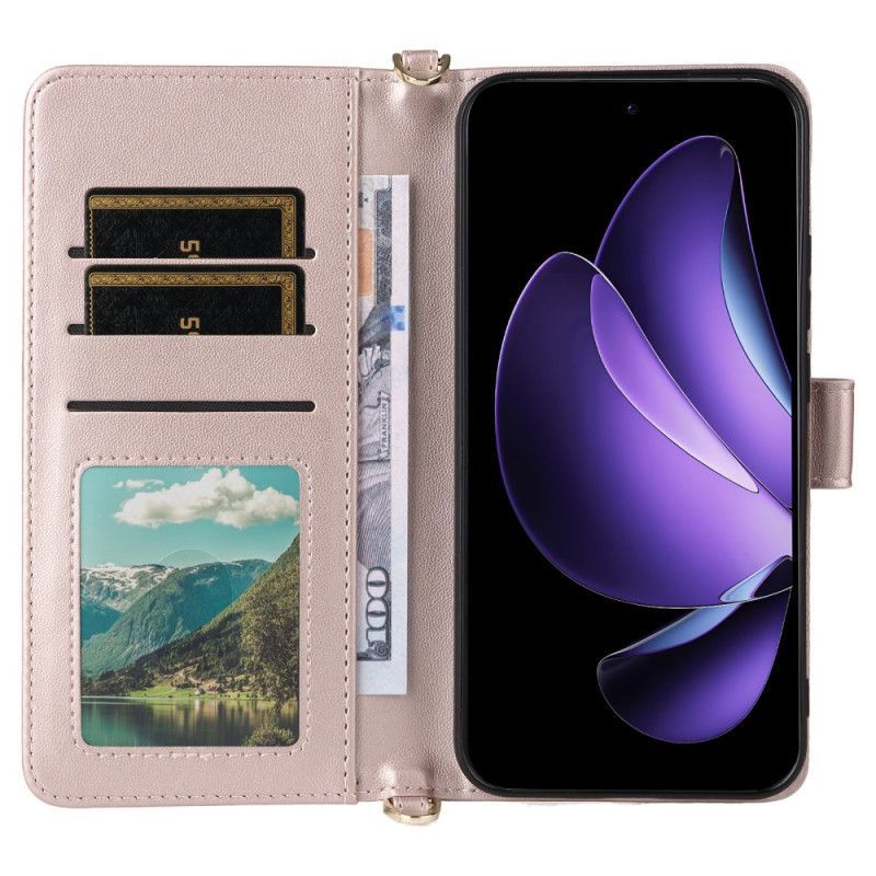 Housse Oppo Reno 13 5G Design Rétro avec Lanière et Bandoulière