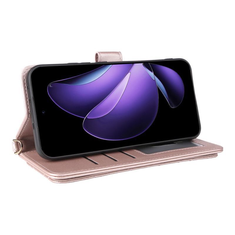 Housse Oppo Reno 13 5G Design Rétro avec Lanière et Bandoulière