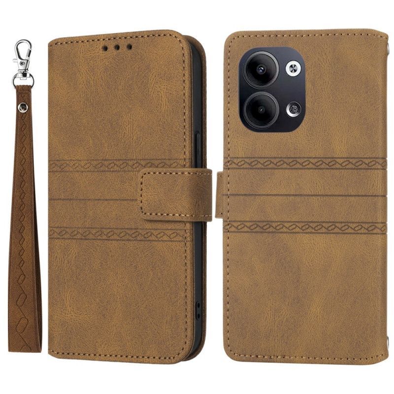 Housse Oppo Reno 13 5G Double Frise à Lanière