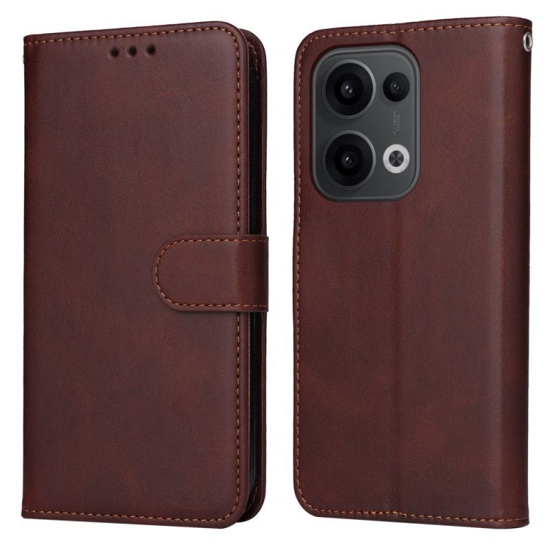 Housse Oppo Reno 13 5G Effet Cuir Uni à Lanière