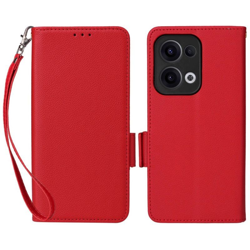 Housse Oppo Reno 13 5G Simili Cuir Litchi à Lanière
