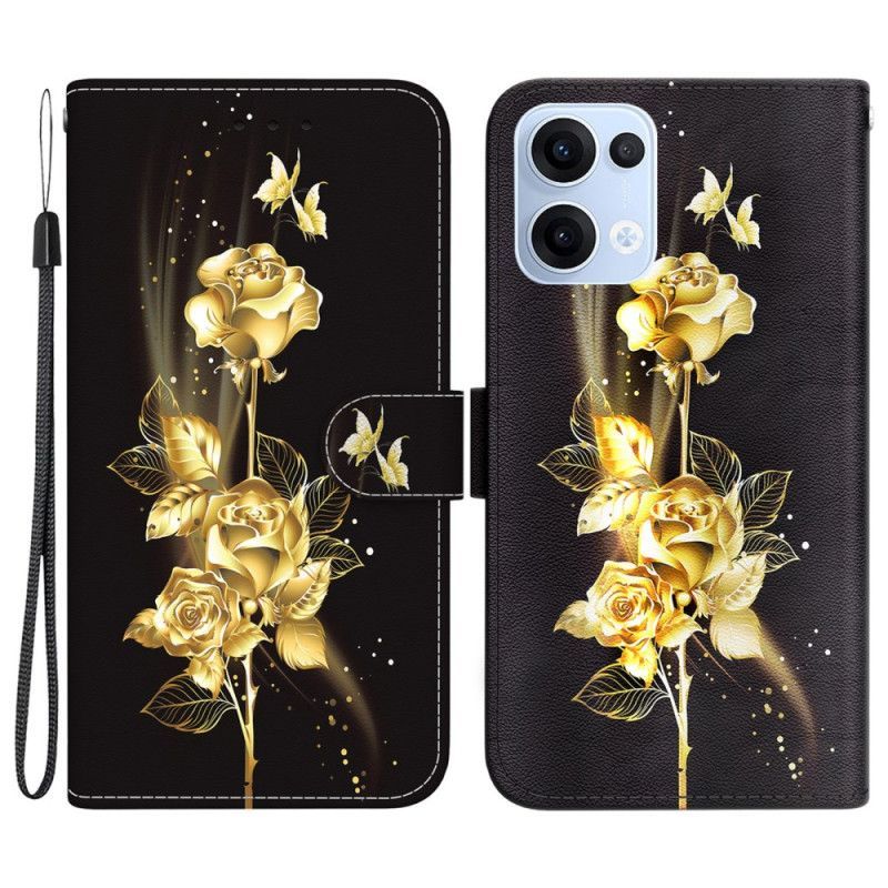 Housse Oppo Reno1 3 5G Papillons Dorés et Roses