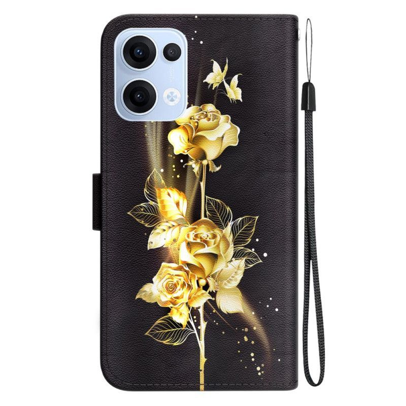 Housse Oppo Reno1 3 5G Papillons Dorés et Roses