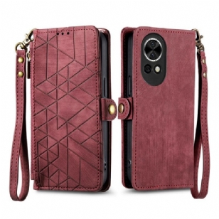 Housse Huawei nova 13 Portefeuille Zippé Motif Géométrique