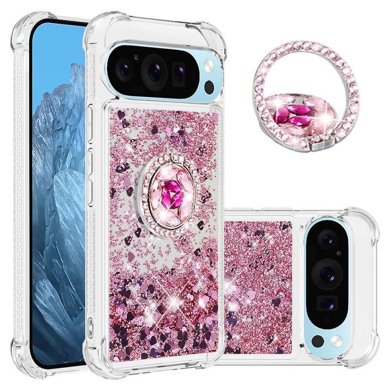 Coque Google Pixel 9 Pro XL Anneau-Support Paillettes