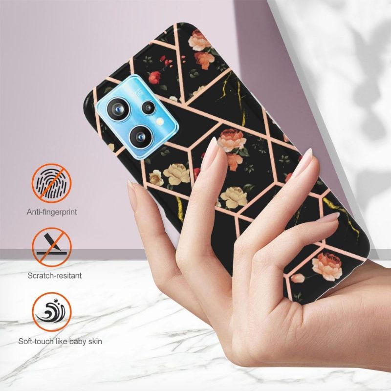Coque Realme 9 Pro Plus Marbre et Fleurs