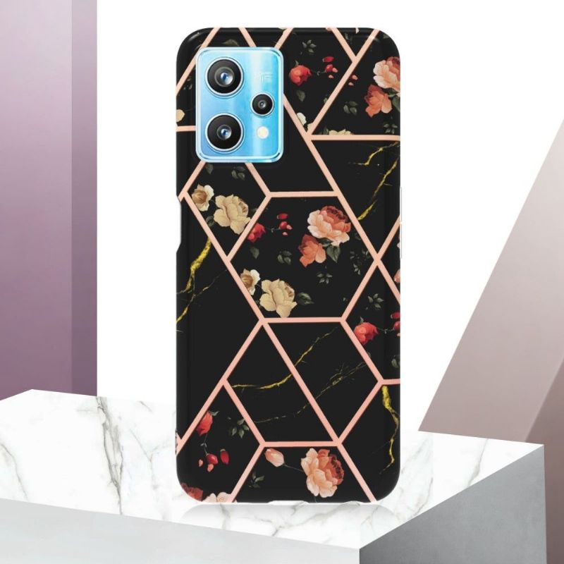 Coque Realme 9 Pro Plus Marbre et Fleurs