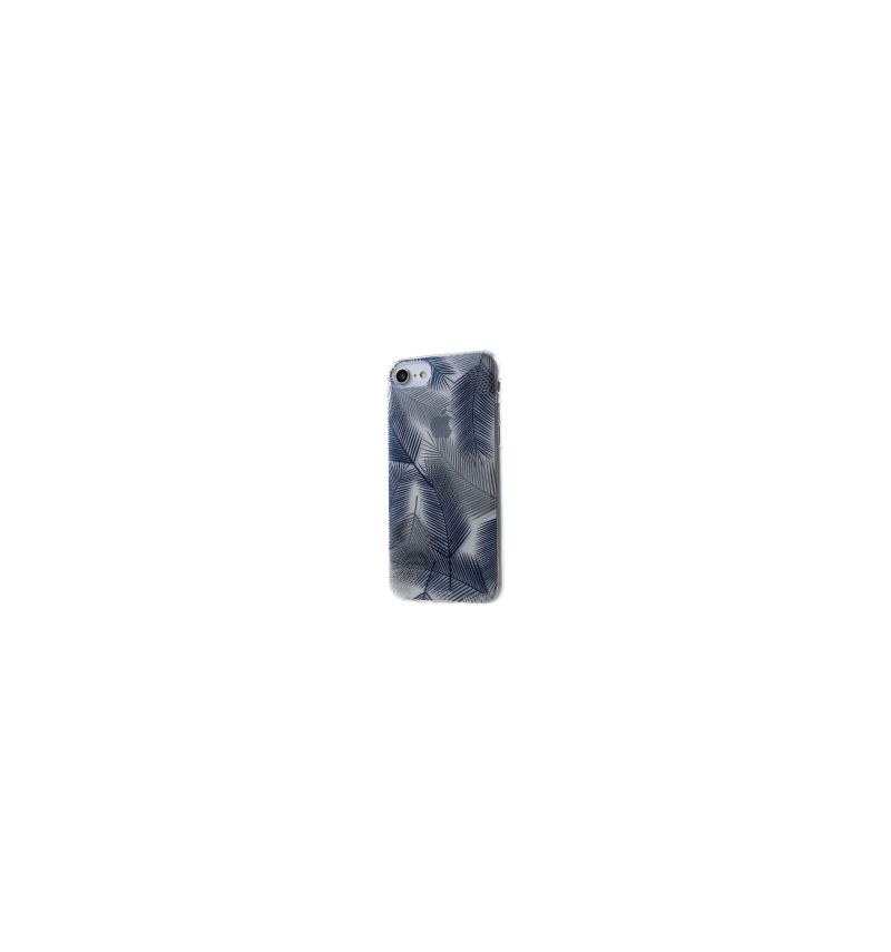 Coque iPhone SE 2022 / 2020 / 8 / 7 feuilles de palmier - Bleu / Blanc