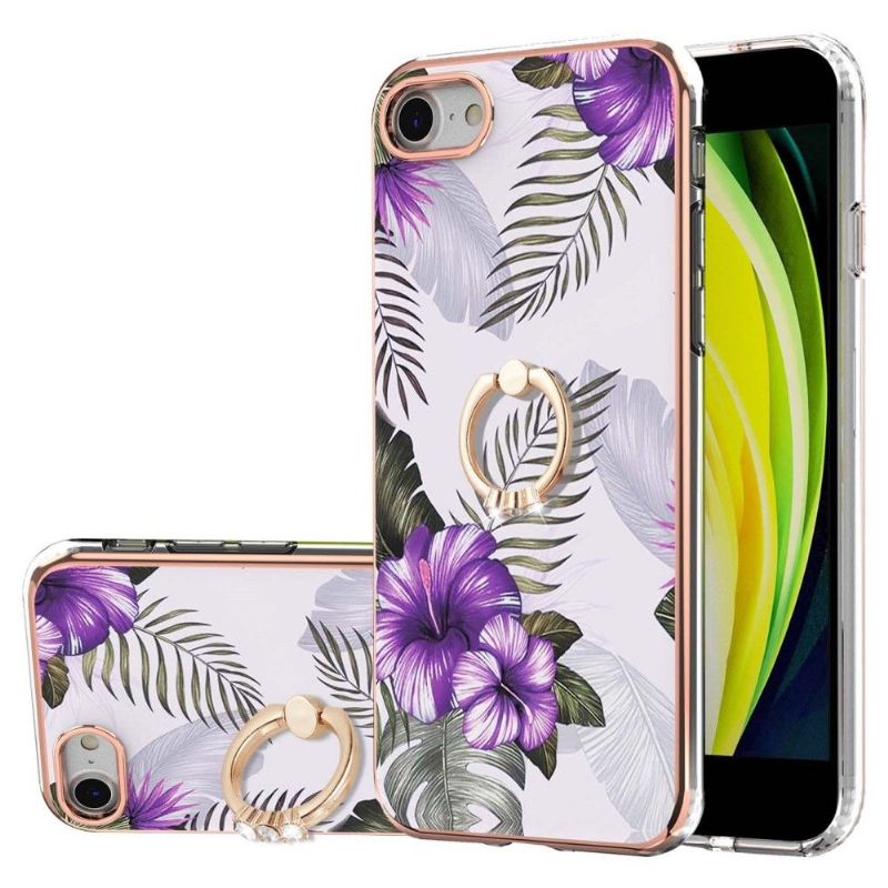 Coque iPhone SE 2022 / 2020 Fleurs Exotiques avec bague