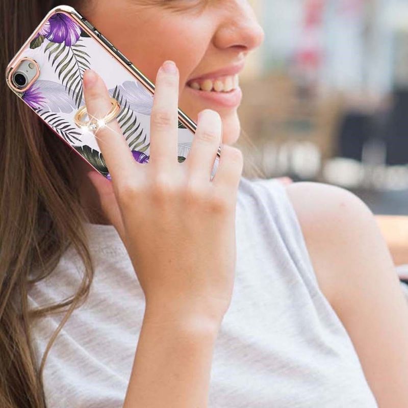 Coque iPhone SE 2022 / 2020 Fleurs Exotiques avec bague