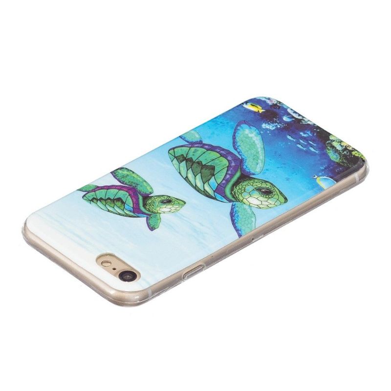 Coque iPhone SE 2022 / 2020 Fluorescente Tortues