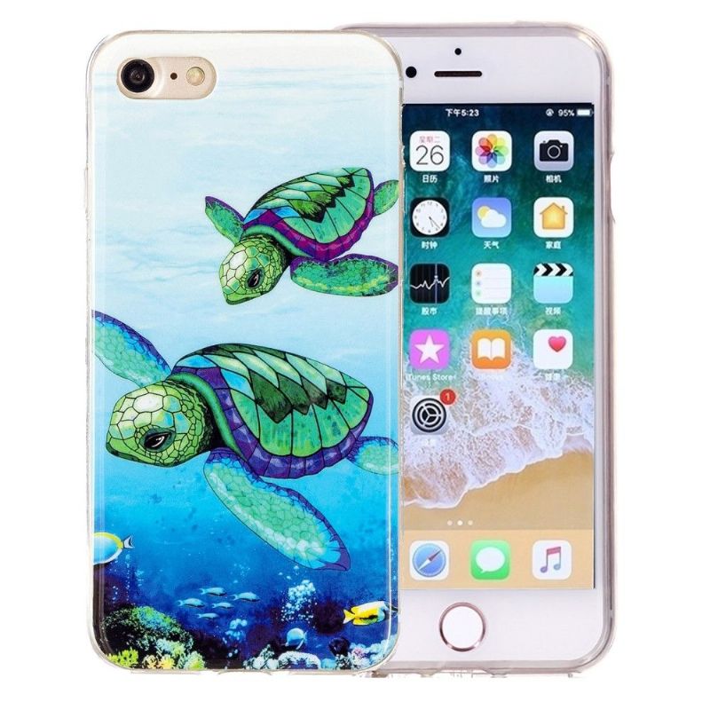 Coque iPhone SE 2022 / 2020 Fluorescente Tortues