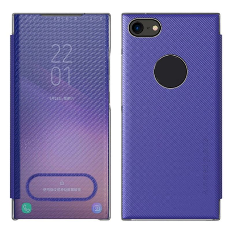 Flip cover iPhone SE 2022 / 2020 Fibre de carbone