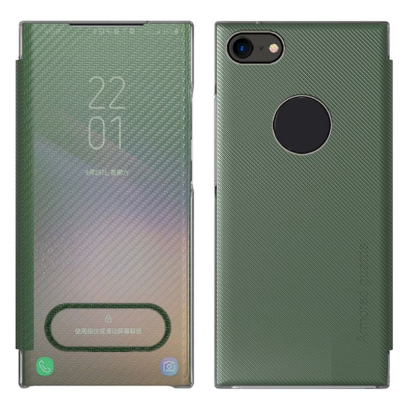 Flip cover iPhone SE 2022 / 2020 Fibre de carbone