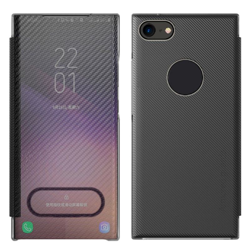 Flip cover iPhone SE 2022 / 2020 Fibre de carbone