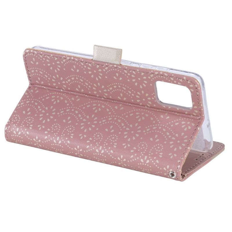 Housse Samsung Galaxy A72 5G / 4G Dentelle Fleur Effet Cuir