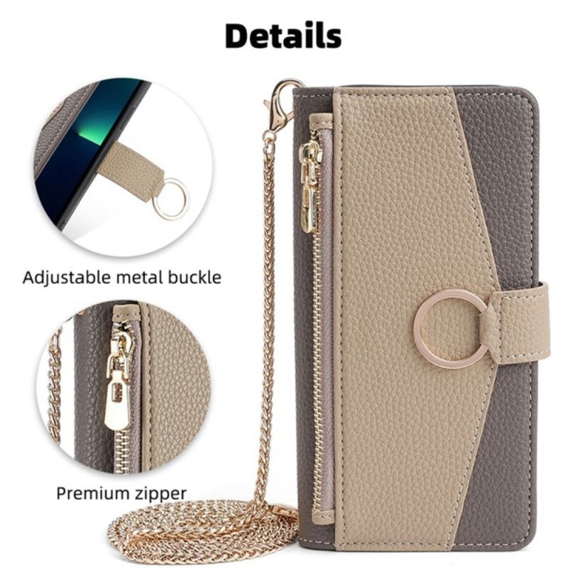 Housse Xiaomi 14 Pro Miroir de Maquillage et Chaîne Bandoulière