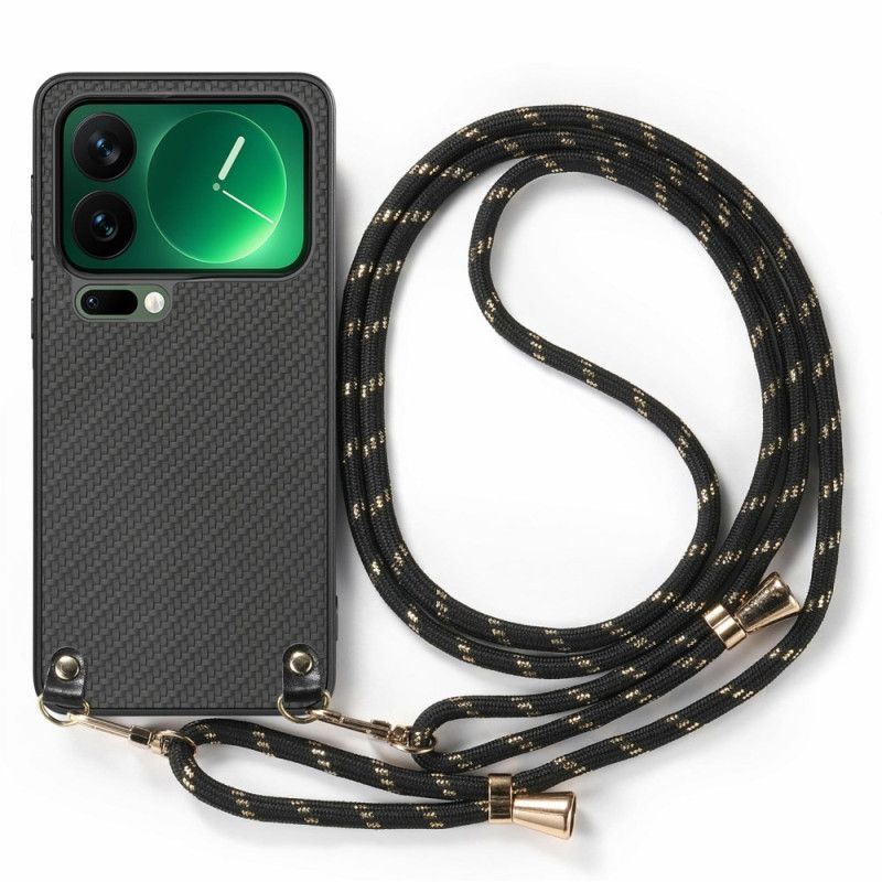 Coque à Cordon Xiaomi 17 Pro Max Texture Fibre de Carbone