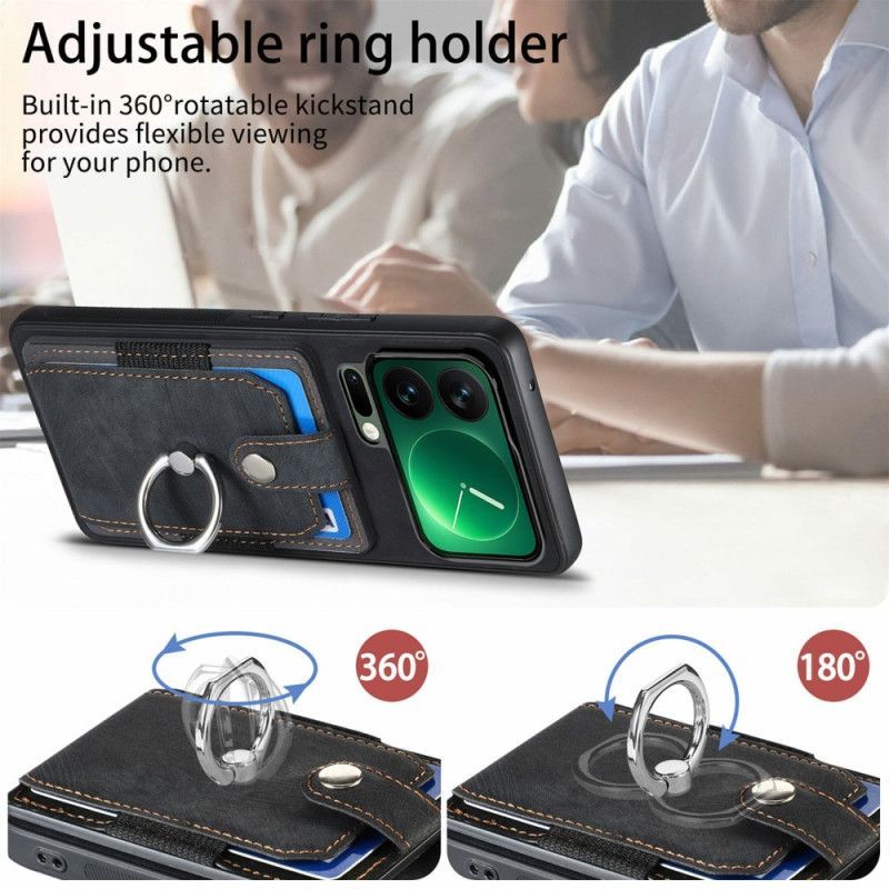 Coque Xiaomi 17 Pro Max Porte-Cartes et Anneau-Support