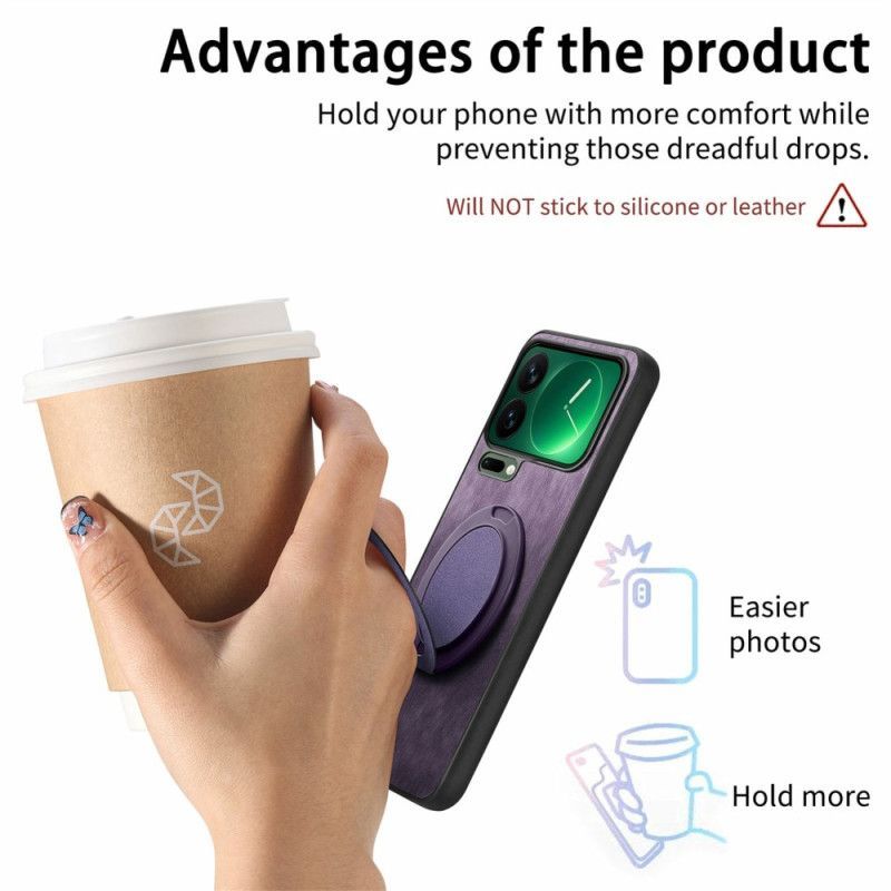 Coque Xiaomi 17 Pro Max Support Rotatif et Texture Cuir Rétro