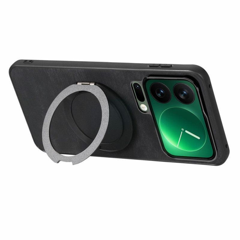 Coque Xiaomi 17 Pro Max Support Rotatif et Texture Cuir Rétro