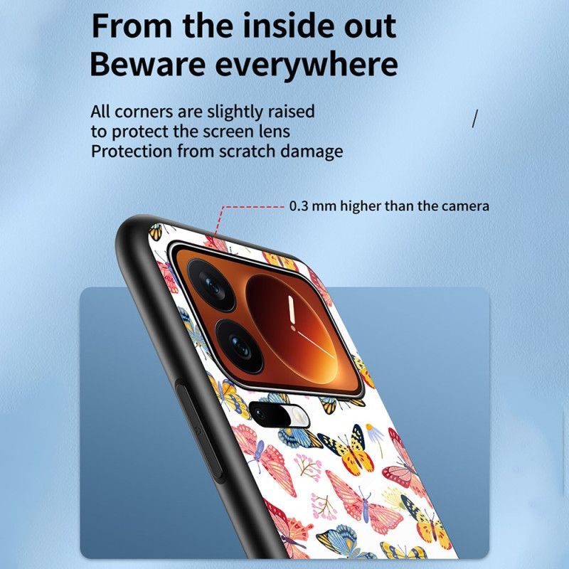 Coque Xiaomi 17 Pro Max Verre Trempé Motif Papillon