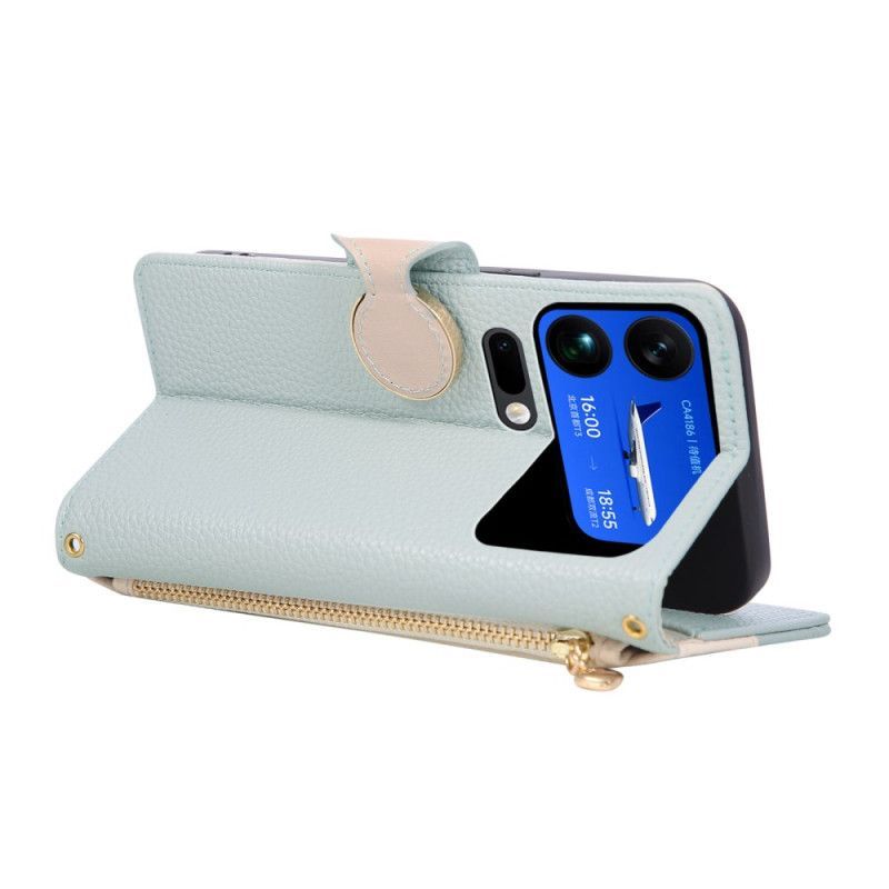 Housse 17 Pro Max Portefeuille à Rabat avec Fermeture Éclair