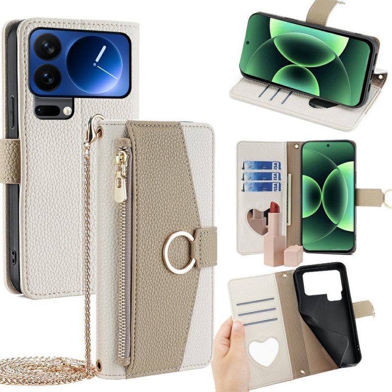 Housse Xiaomi 17 Pro Max Miroir et Bandoulière Chaîne