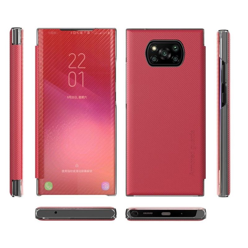 Flip cover Xiaomi Poco X3, X3 NFC, X3 Pro Fibre de carbone