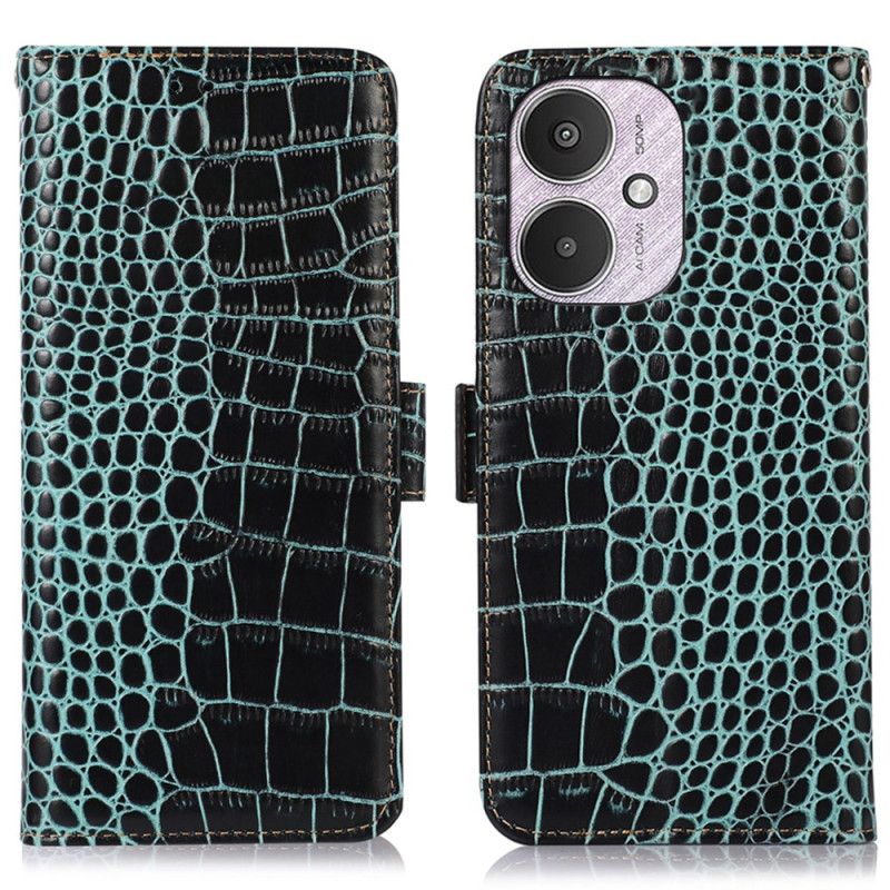 Housse Xiaomi Redmi 13C 4G/5G/Poco C65 Cuir Effet Crocodile Blocage RFID