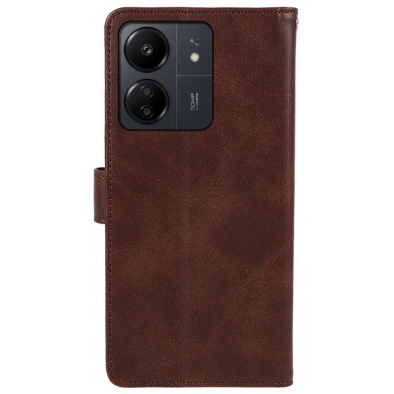 Housse Xiaomi Redmi 13C 4G/5G/Poco C65 Effet Cuir Uni à Lanière