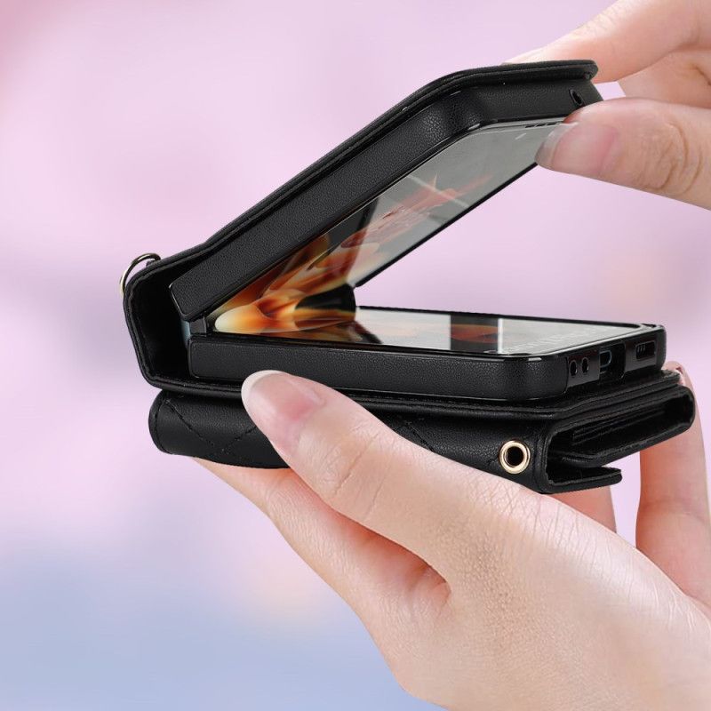 Coque Samsung Galaxy Z Flip 6 Portefeuille à Bandoulière