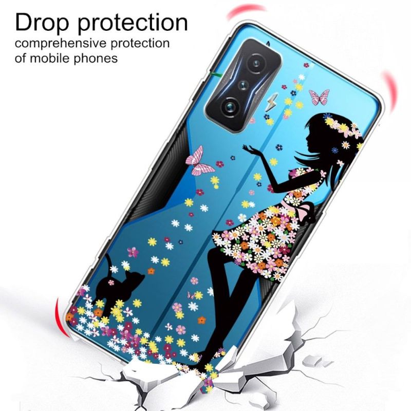 Coque Poco F4 GT fille en fleur