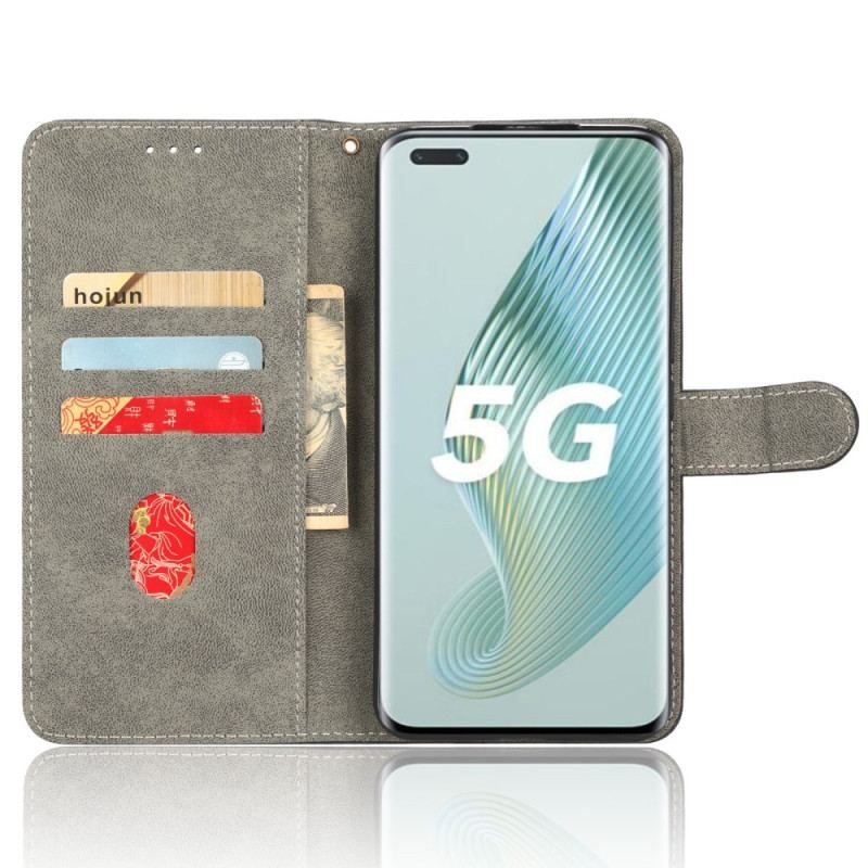 Housse Honor Magic 5 Pro Simili Cuir RFID et Lanière