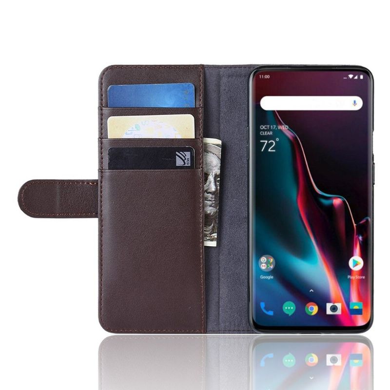 OnePlus 7 Pro - Étui cuir premium porte cartes - Marron