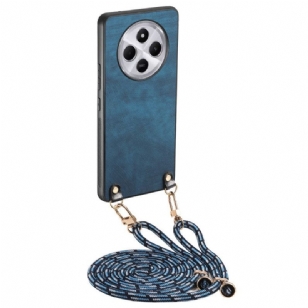 Coque à Cordon Xiaomi Redmi 14C / Poco C75 Effet Cuir Rétro