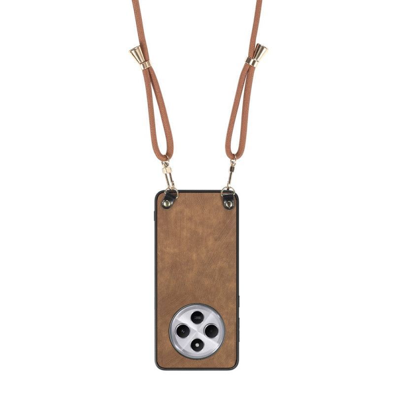 Coque à Cordon Xiaomi Redmi 14C / Poco C75 Effet Cuir Rétro