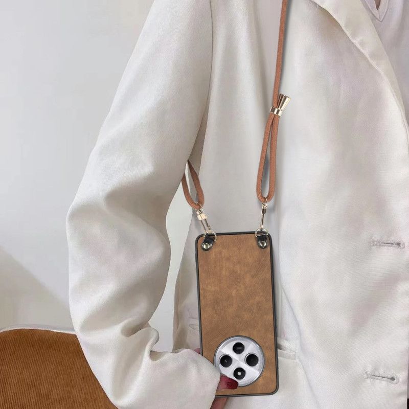 Coque à Cordon Xiaomi Redmi 14C / Poco C75 Effet Cuir Rétro