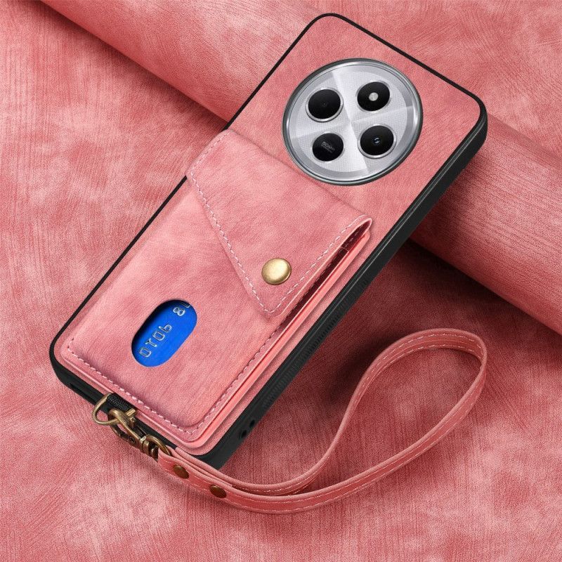 Coque Xiaomi Redmi 14C / Poco C75 Rétro Porte-Cartes et Support