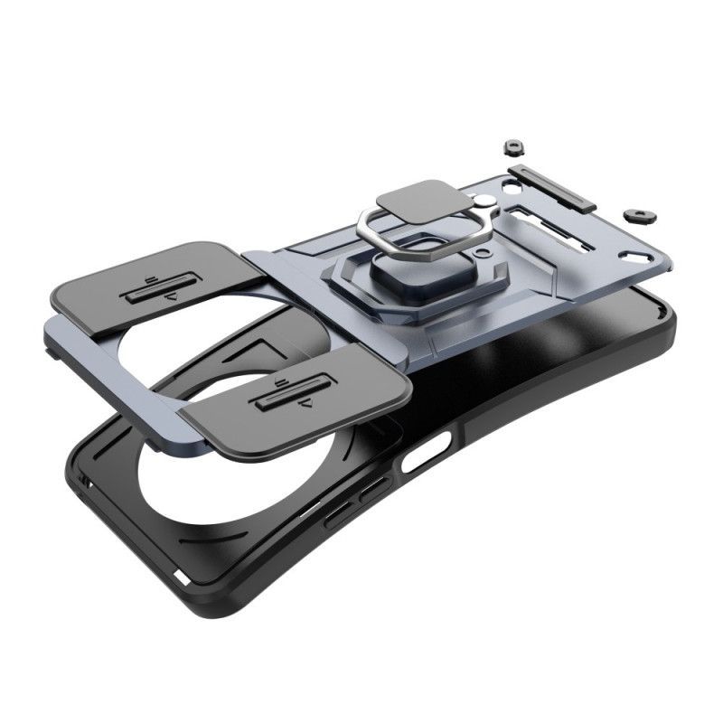 Coque Xiaomi Redmi 14C / Poco C75 Ring Résistante avec Protecteur Objectif à Glissière