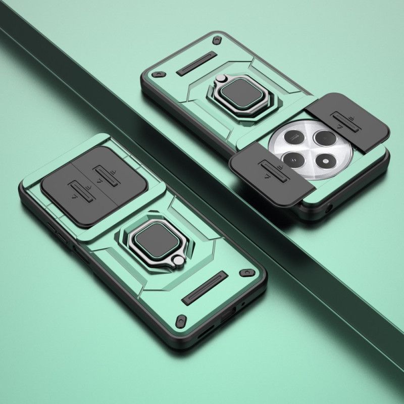 Coque Xiaomi Redmi 14C / Poco C75 Ring Résistante avec Protecteur Objectif à Glissière