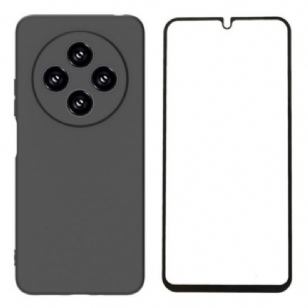 Coque Xiaomi Redmi 14C / Poco C75 Silicone Mat avec Protection Écran en Verre Trempé WANLONFENG