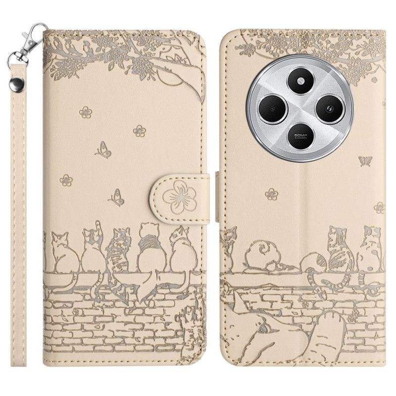 Housse Xiaomi Redmi 14C / Poco C75 Chats avec Lanière