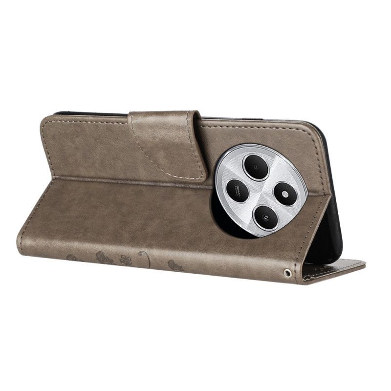 Housse Xiaomi Redmi 14C / Poco C75 Fleurs et Papillons avec Lanière