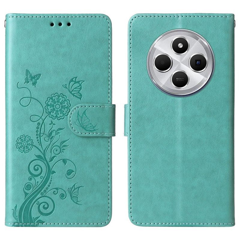 Housse Xiaomi Redmi 14C / Poco C75 Fleurs et Papillons à Lanière